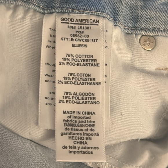 Good American Light Blue Cropped Jeans Denim Ankle Distressed Size 27 4 Stretchy - Picture 6 of 7